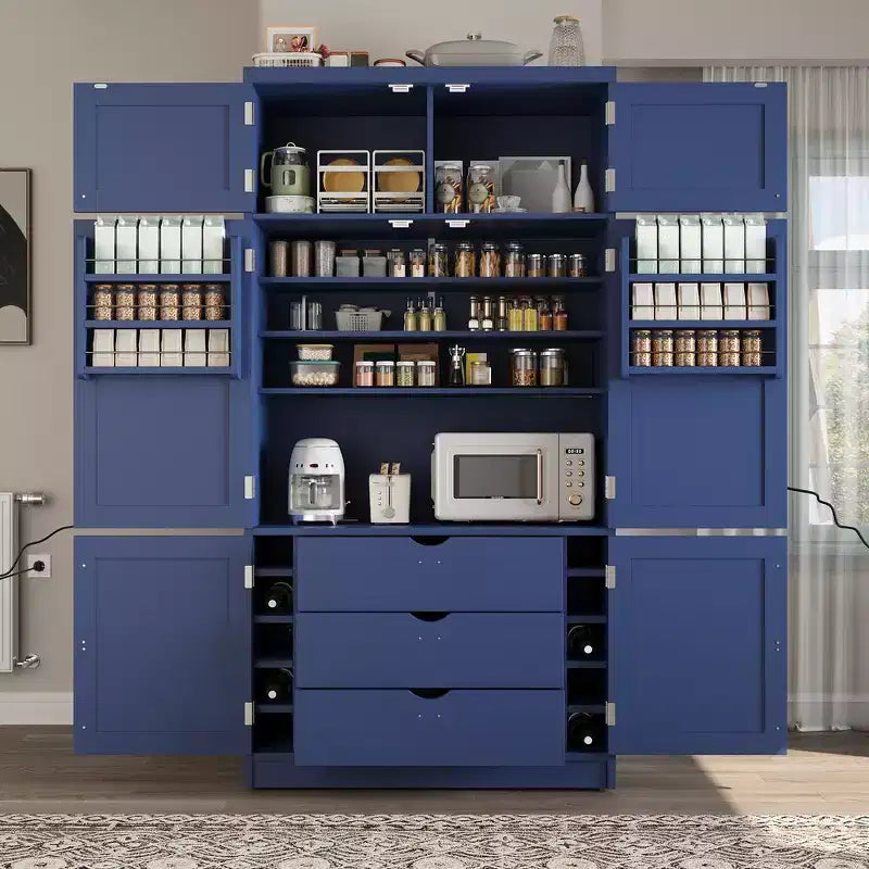 Grand garde-manger de cuisine autoportant de 203,2 cm de haut avec buffet et grand placard de rangement
