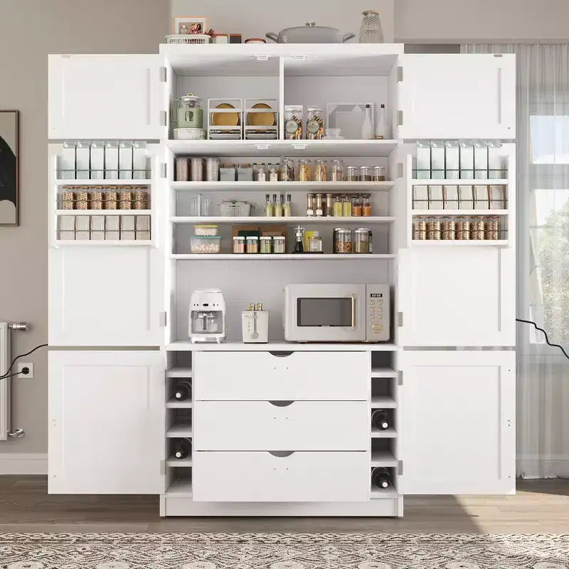 Grand garde-manger de cuisine autoportant de 203,2 cm de haut avec buffet et grand placard de rangement