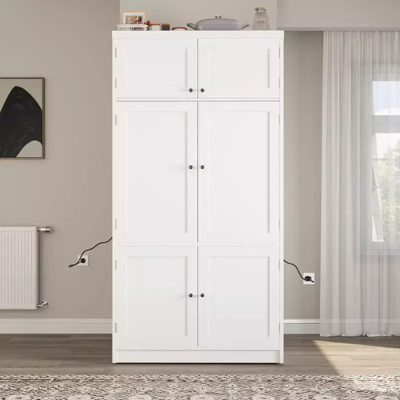 Grand garde-manger de cuisine autoportant de 203,2 cm de haut avec buffet et grand placard de rangement