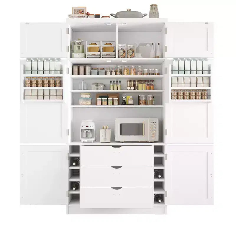 Grand garde-manger de cuisine autoportant de 203,2 cm de haut avec buffet et grand placard de rangement