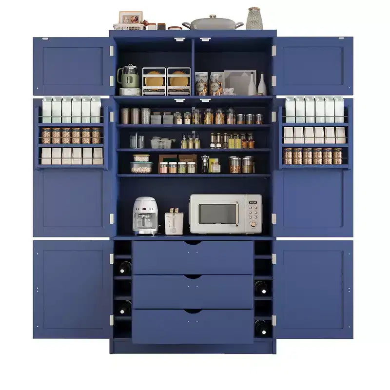 Grand garde-manger de cuisine autoportant de 203,2 cm de haut avec buffet et grand placard de rangement