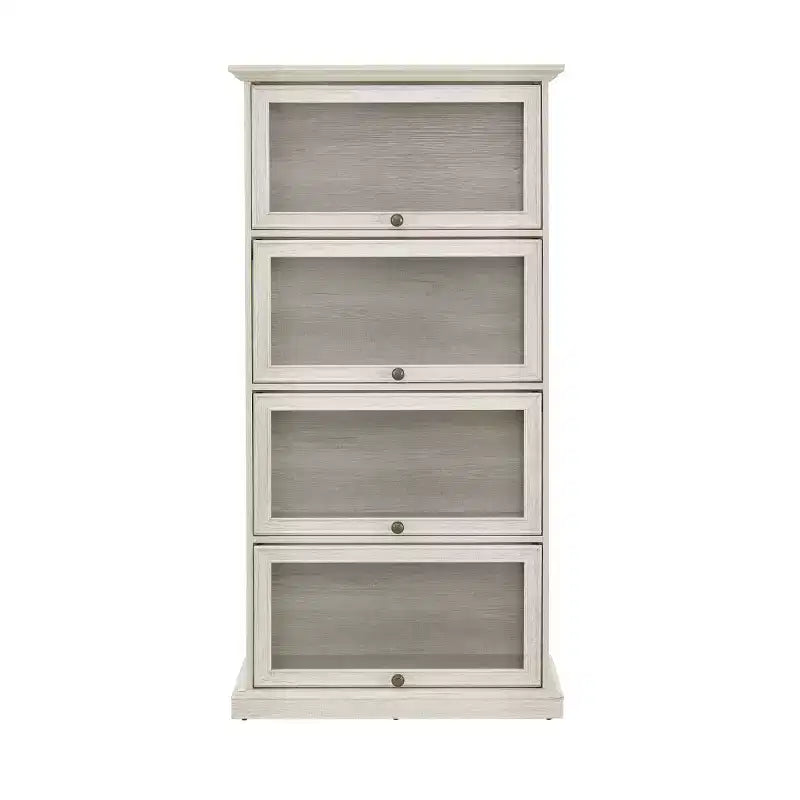 Bibliothèque vitrée à 4 niveaux avec portes en verre basculantes, vitrine de 160 cm de haut pour objets de collection et figurines