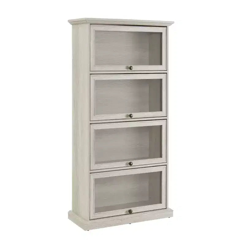 Bibliothèque vitrée à 4 niveaux avec portes en verre basculantes, vitrine de 160 cm de haut pour objets de collection et figurines