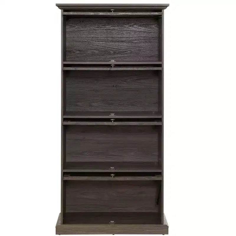 Bibliothèque vitrée à 4 niveaux avec portes en verre basculantes, vitrine de 160 cm de haut pour objets de collection et figurines