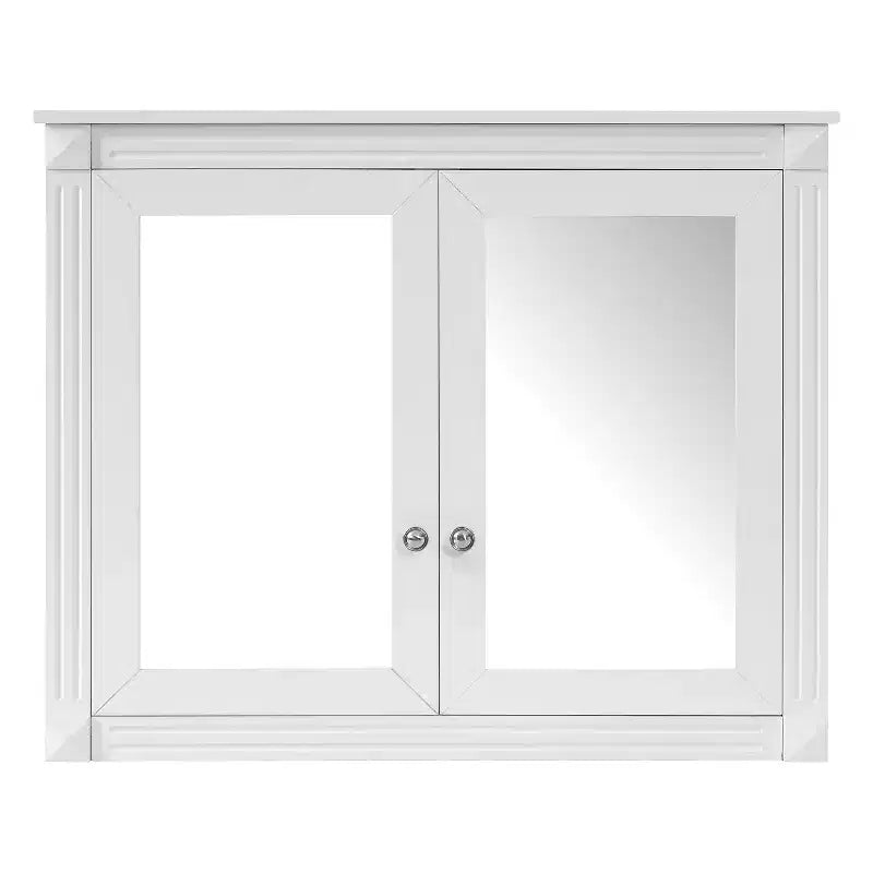 Meuble de Rangement Mural pour Salle de Bain avec 2 Miroirs et Étagères Réglables