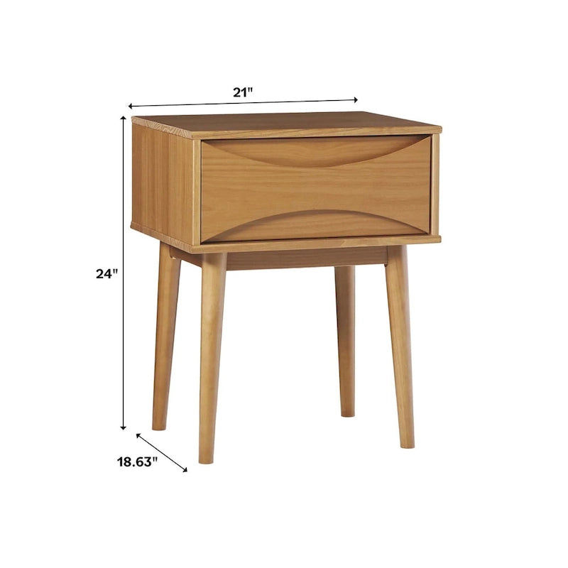 Table de chevet à tiroirs incurvés style Mid-Century Middlebrook Designs