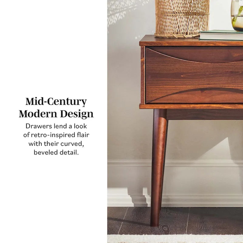 Table de chevet à tiroirs incurvés style Mid-Century Middlebrook Designs