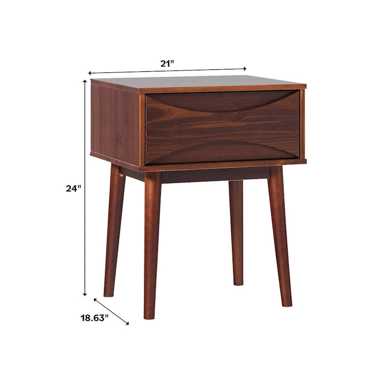 Table de chevet à tiroirs incurvés style Mid-Century Middlebrook Designs
