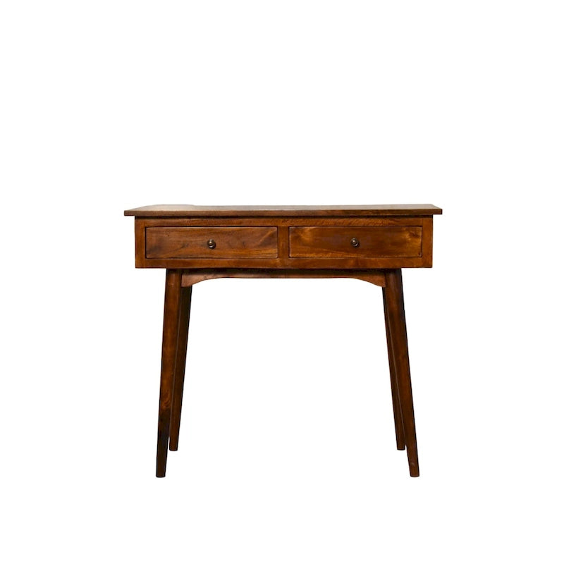 Console de couloir à 2 tiroirs en bois massif Châtaignier 89 cm