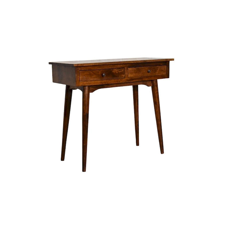 Console de couloir à 2 tiroirs en bois massif Châtaignier 89 cm