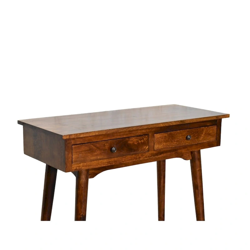Console de couloir à 2 tiroirs en bois massif Châtaignier 89 cm