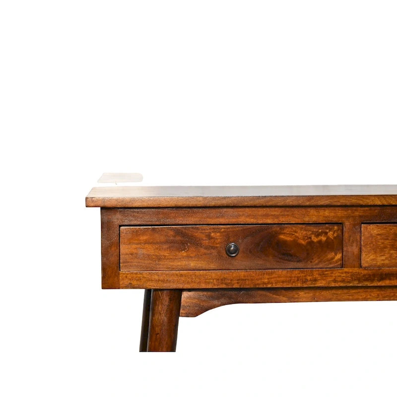 Console de couloir à 2 tiroirs en bois massif Châtaignier 89 cm