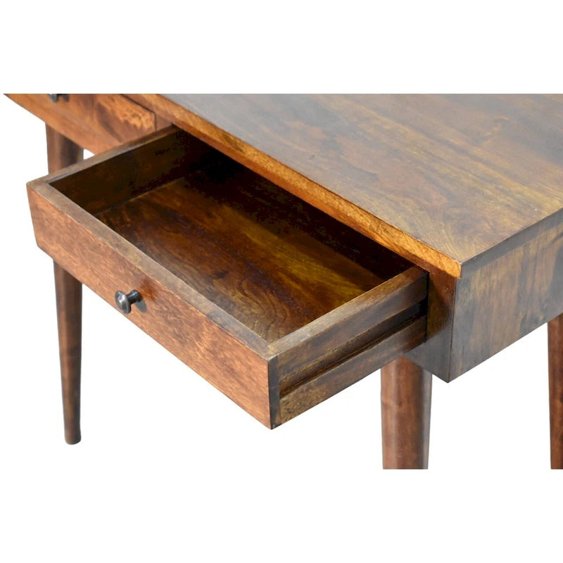 Console de couloir à 2 tiroirs en bois massif Châtaignier 89 cm