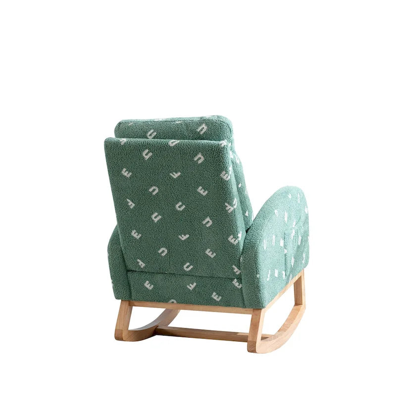 Fauteuil à bascule haut dossier rembourré vert 26,8 avec poche latérale