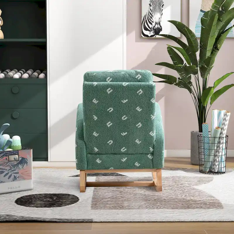 Fauteuil à bascule haut dossier rembourré vert 26,8 avec poche latérale