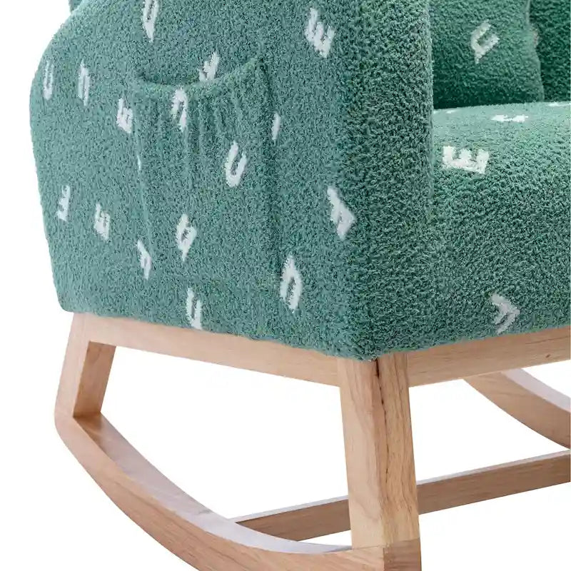 Fauteuil à bascule haut dossier rembourré vert 26,8 avec poche latérale
