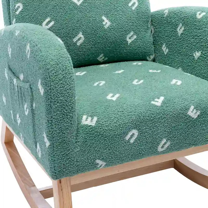 Fauteuil à bascule haut dossier rembourré vert 26,8 avec poche latérale