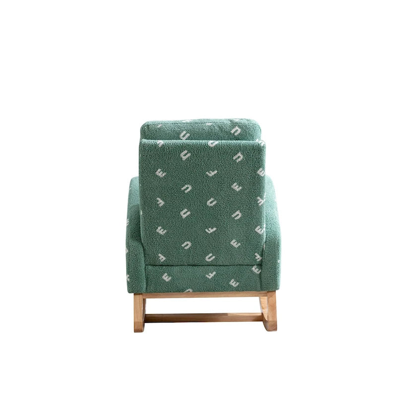 Fauteuil à bascule haut dossier rembourré vert 26,8 avec poche latérale