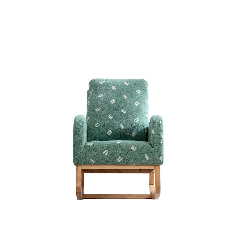 Fauteuil à bascule haut dossier rembourré vert 26,8 avec poche latérale