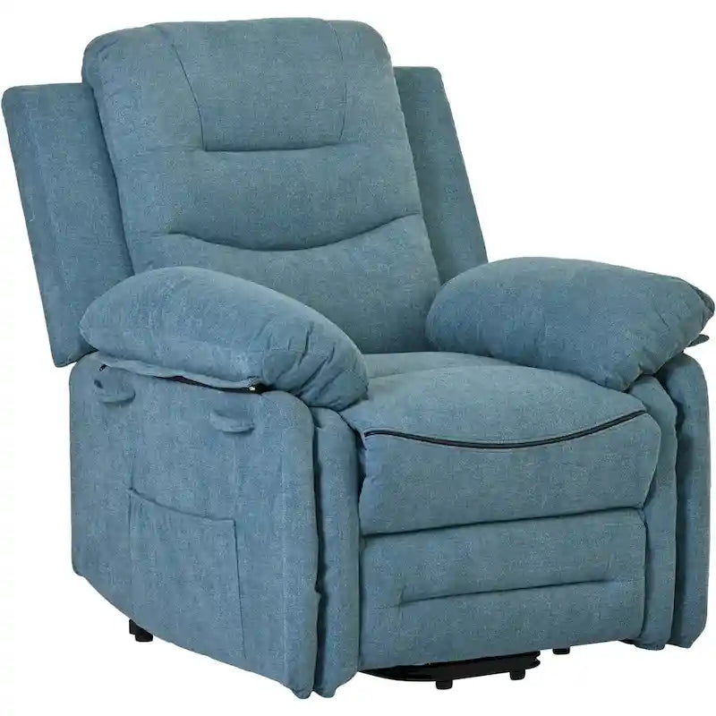 Fauteuil inclinable de massage pour seniors - Inclinaison motorisée, massage réglable, fonctions chauffantes, inclinaison à position infinie et poche latérale.