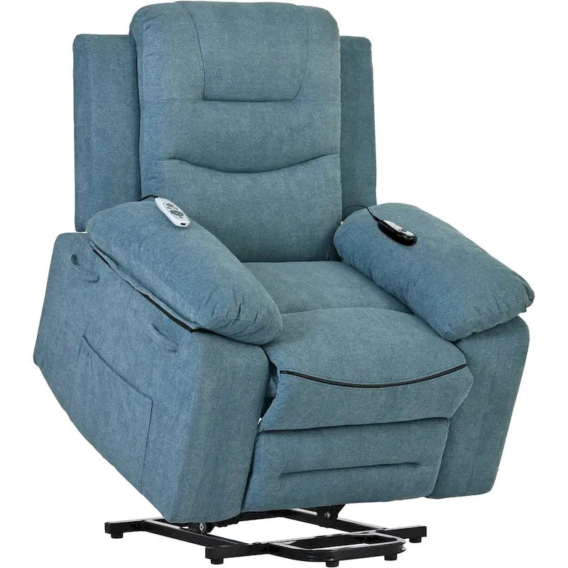 Fauteuil inclinable de massage pour seniors - Inclinaison motorisée, massage réglable, fonctions chauffantes, inclinaison à position infinie et poche latérale.