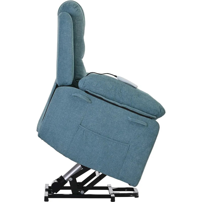 Fauteuil inclinable de massage pour seniors - Inclinaison motorisée, massage réglable, fonctions chauffantes, inclinaison à position infinie et poche latérale.