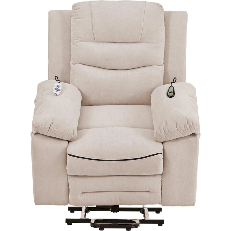 Fauteuil inclinable de massage pour seniors - Inclinaison motorisée, massage réglable, fonctions chauffantes, inclinaison à position infinie et poche latérale.