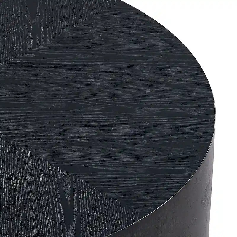 Table basse ronde moderne de 35,43 pouces en MDF pour salon, table centrale tambour pour appartement, aucun assemblage requis