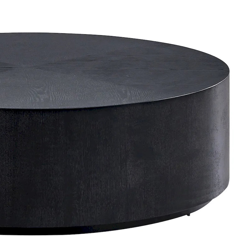 Table basse ronde moderne de 35,43 pouces en MDF pour salon, table centrale tambour pour appartement, aucun assemblage requis