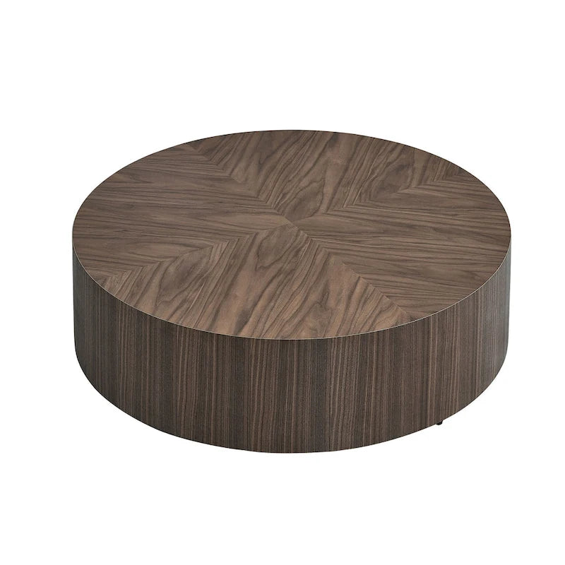 Table basse ronde moderne de 35,43 pouces en MDF pour salon, table centrale tambour pour appartement, aucun assemblage requis