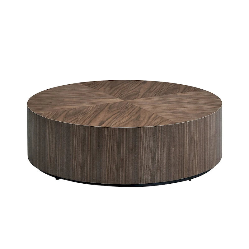 Table basse ronde moderne de 35,43 pouces en MDF pour salon, table centrale tambour pour appartement, aucun assemblage requis