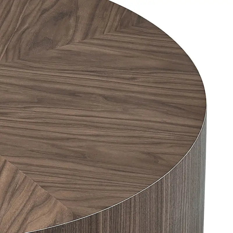 Table basse ronde moderne de 35,43 pouces en MDF pour salon, table centrale tambour pour appartement, aucun assemblage requis