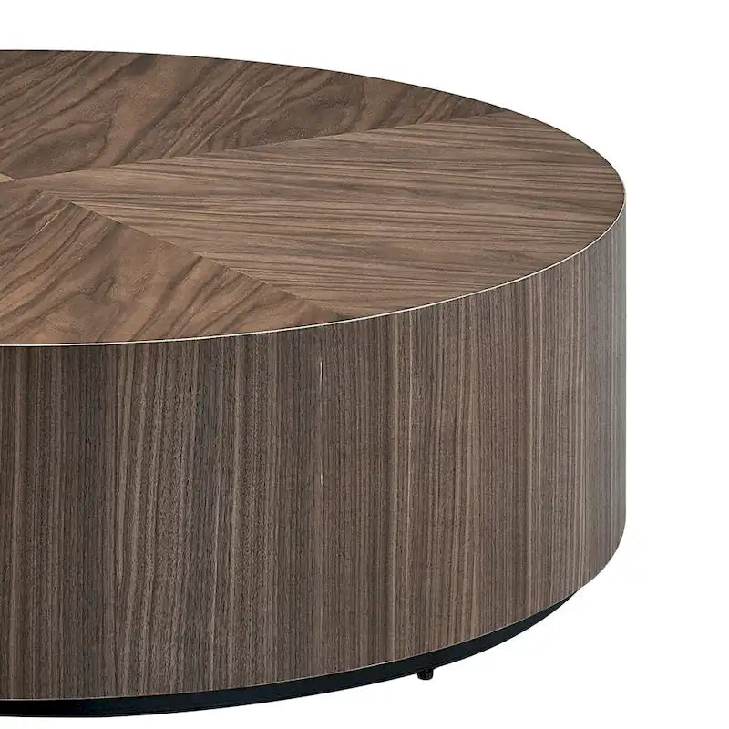 Table basse ronde moderne de 35,43 pouces en MDF pour salon, table centrale tambour pour appartement, aucun assemblage requis