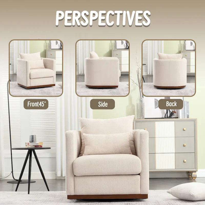 Fauteuil pivotant, Fauteuil rond confortable pour le salon, Fauteuil pivotant à 360 degrés