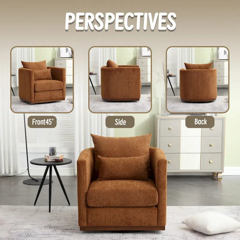 Fauteuil pivotant, Fauteuil rond confortable pour le salon, Fauteuil pivotant à 360 degrés
