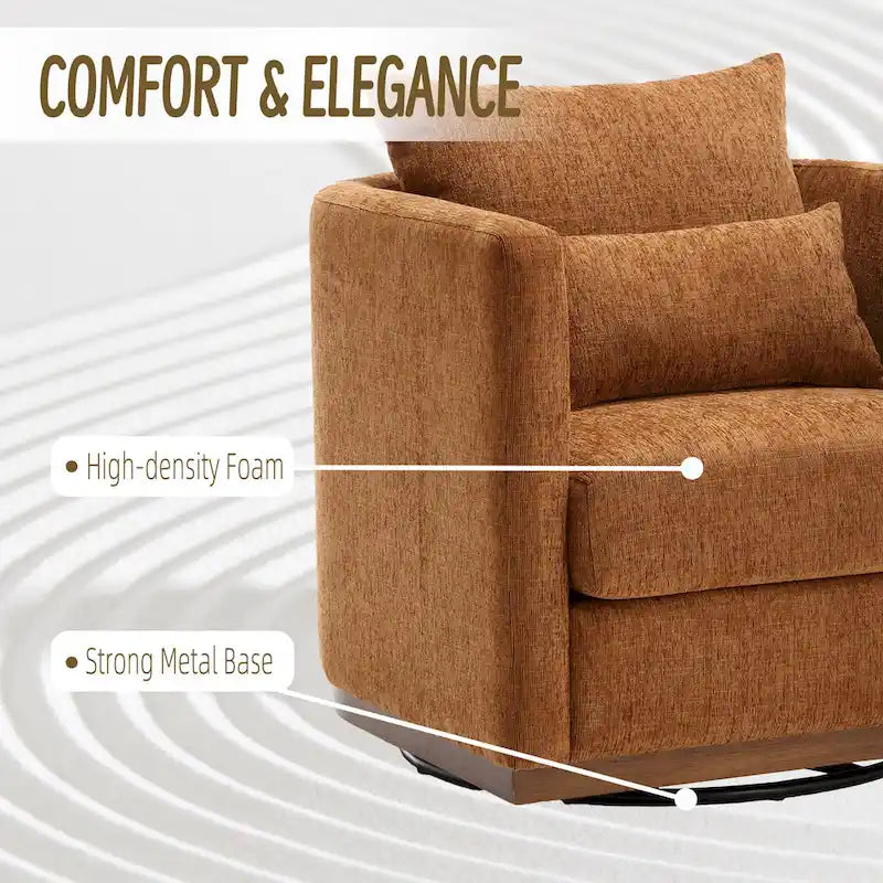 Fauteuil pivotant, Fauteuil rond confortable pour le salon, Fauteuil pivotant à 360 degrés