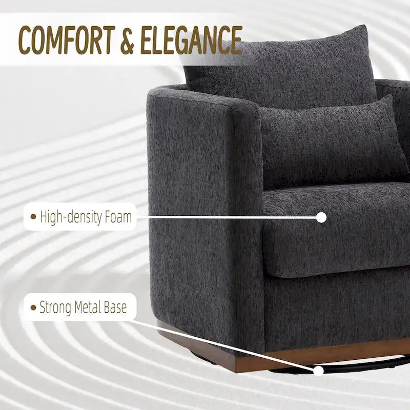 Fauteuil pivotant, Fauteuil rond confortable pour le salon, Fauteuil pivotant à 360 degrés