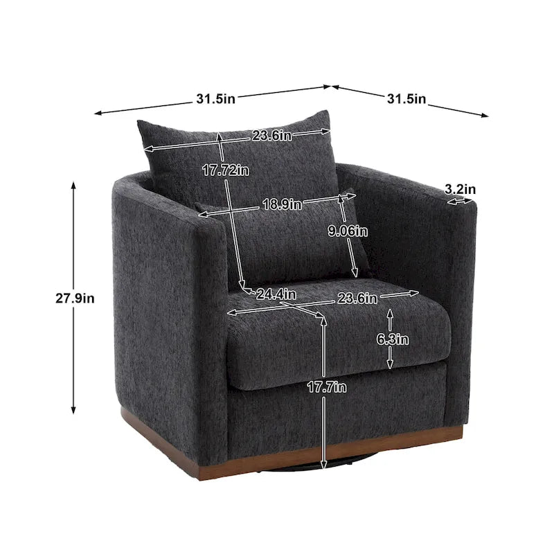 Fauteuil pivotant, Fauteuil rond confortable pour le salon, Fauteuil pivotant à 360 degrés