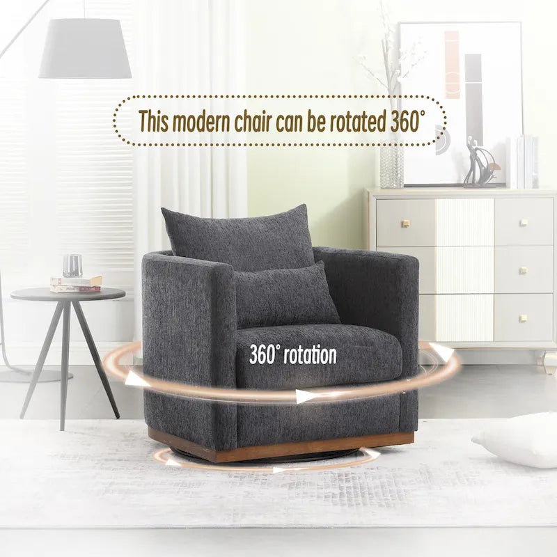 Fauteuil pivotant, Fauteuil rond confortable pour le salon, Fauteuil pivotant à 360 degrés
