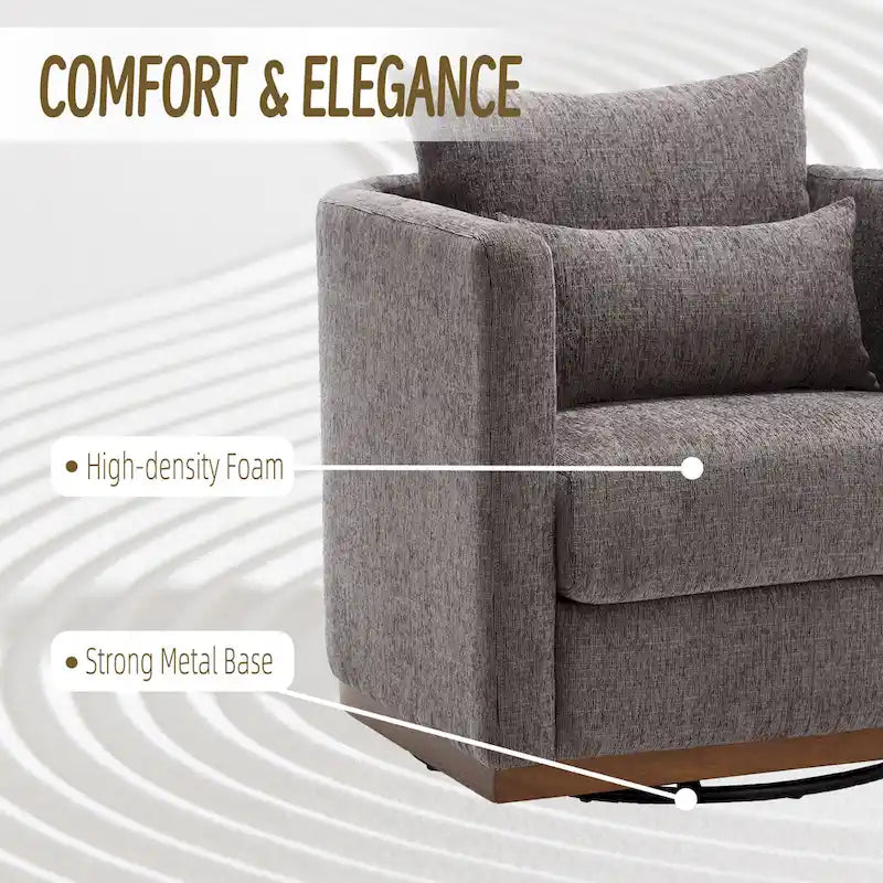 Fauteuil pivotant, Fauteuil rond confortable pour le salon, Fauteuil pivotant à 360 degrés