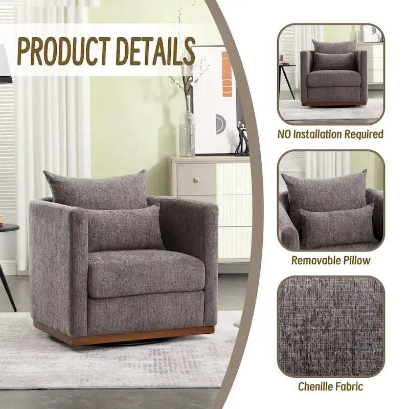 Fauteuil pivotant, Fauteuil rond confortable pour le salon, Fauteuil pivotant à 360 degrés