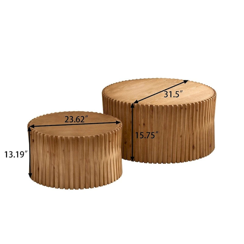 Tables basses gigognes cylindriques pour salon (Lot de 2)