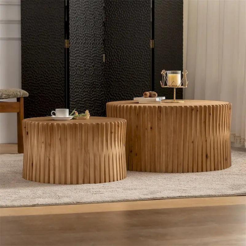 Tables basses gigognes cylindriques pour salon (Lot de 2)