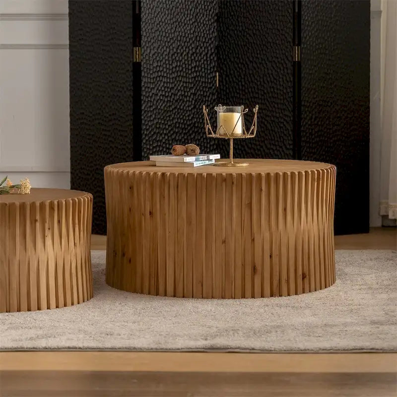Tables basses gigognes cylindriques pour salon (Lot de 2)