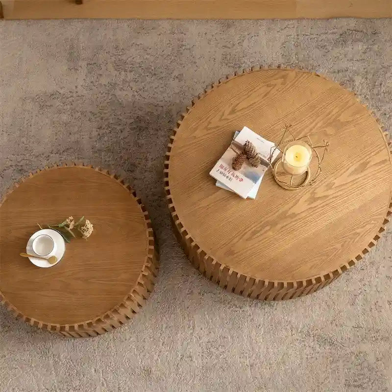 Tables basses gigognes cylindriques pour salon (Lot de 2)