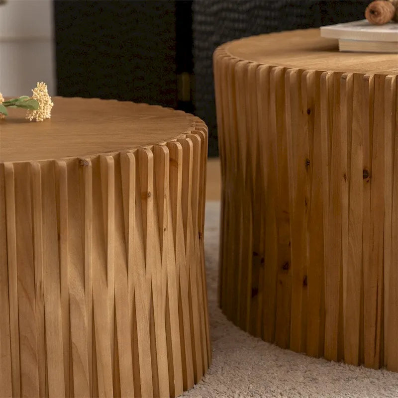 Tables basses gigognes cylindriques pour salon (Lot de 2)