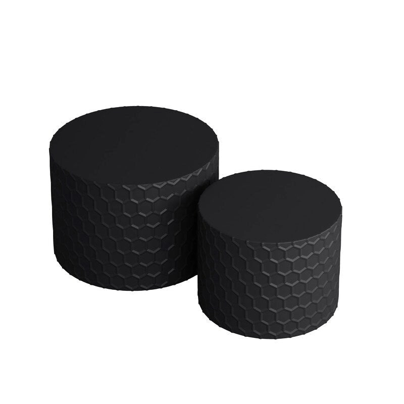 Ensemble de tables basses gigognes élégantes et minimalistes avec motif nid d'abeille, table basse ronde moderne, table basse circulaire en forme de tambour