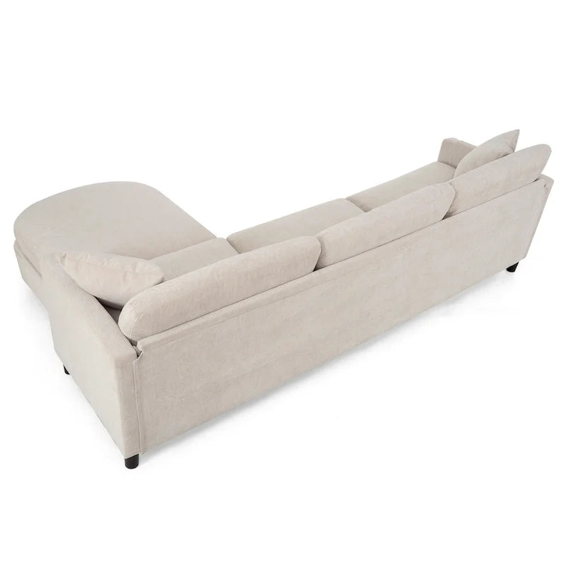 Canapé 4 places beige 107,87 avec pouf mobile et rangement
