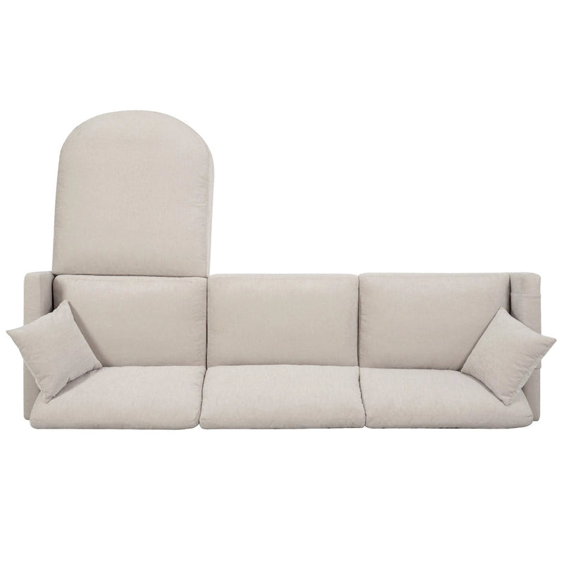Canapé 4 places beige 107,87 avec pouf mobile et rangement