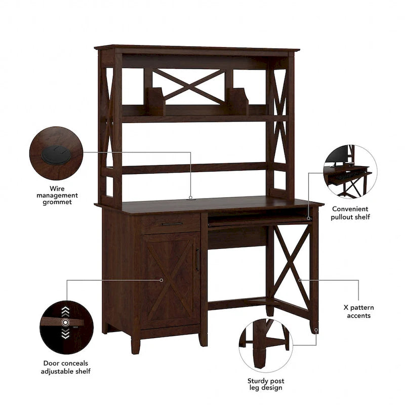 Petit bureau d'ordinateur Key West 48W avec étagère par Bush Furniture